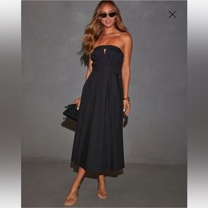 VICI Ryann Strapless Front Cutout Midi Dress - XL - Black